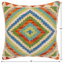 handmade Traditional Pillow Rust Beige Hand-Woven SQUARE 100% WOOL Hand woven turkish pillow2' x 2'