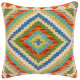 handmade Traditional Pillow Rust Beige Hand-Woven SQUARE 100% WOOL Hand woven turkish pillow2' x 2'