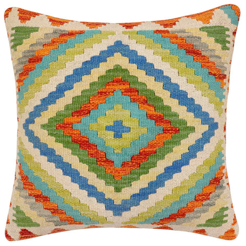 handmade Traditional Pillow Rust Beige Hand-Woven SQUARE 100% WOOL Hand woven turkish pillow2 x 2
