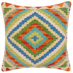 handmade Traditional Pillow Rust Beige Hand-Woven SQUARE 100% WOOL Hand woven turkish pillow2' x 2'
