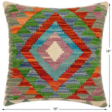 handmade Traditional Pillow Rust Beige Hand-Woven SQUARE 100% WOOL Hand woven turkish pillow2' x 2'