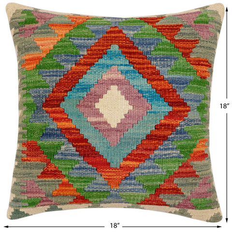 handmade Traditional Pillow Rust Beige Hand-Woven SQUARE 100% WOOL Hand woven turkish pillow2 x 2