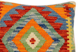 handmade Traditional Pillow Rust Blue Hand-Woven SQUARE 100% WOOL  Hand woven turkish pillow  2 x 2