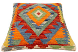 handmade Traditional Pillow Rust Blue Hand-Woven SQUARE 100% WOOL  Hand woven turkish pillow  2 x 2