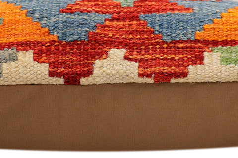 handmade Traditional Pillow Rust Blue Hand-Woven SQUARE 100% WOOL  Hand woven turkish pillow  2 x 2