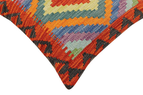 handmade Traditional Pillow Rust Blue Hand-Woven SQUARE 100% WOOL Hand woven turkish pillow2 x 2