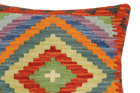 handmade Traditional Pillow Rust Blue Hand-Woven SQUARE 100% WOOL Hand woven turkish pillow2 x 2