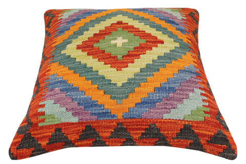 handmade Traditional Pillow Rust Blue Hand-Woven SQUARE 100% WOOL Hand woven turkish pillow2 x 2