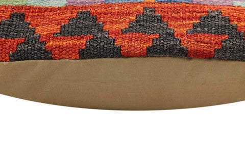 handmade Traditional Pillow Rust Blue Hand-Woven SQUARE 100% WOOL Hand woven turkish pillow2 x 2