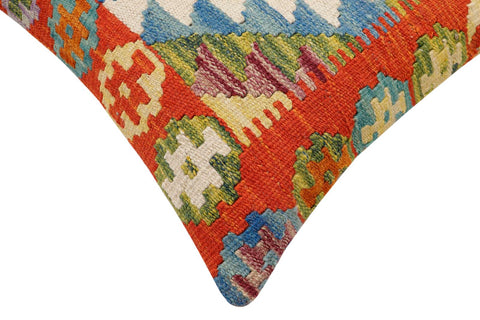 handmade Traditional Pillow Rust Blue Hand-Woven SQUARE 100% WOOL Hand woven turkish pillow2 x 2