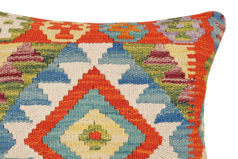 handmade Traditional Pillow Rust Blue Hand-Woven SQUARE 100% WOOL Hand woven turkish pillow2 x 2