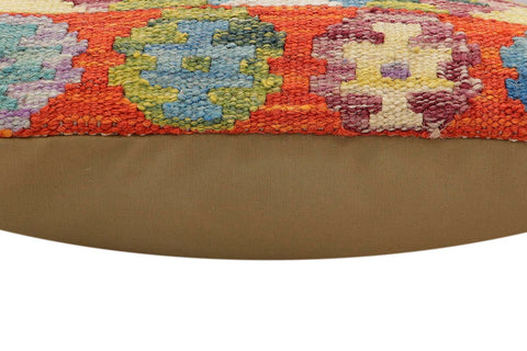 handmade Traditional Pillow Rust Blue Hand-Woven SQUARE 100% WOOL Hand woven turkish pillow2 x 2