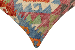 handmade Traditional Pillow Rust Blue Hand-Woven SQUARE 100% WOOL Hand woven turkish pillow2' x 2'