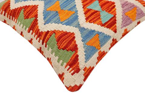 handmade Traditional Pillow Rust Blue Hand-Woven SQUARE 100% WOOL Hand woven turkish pillow2 x 2
