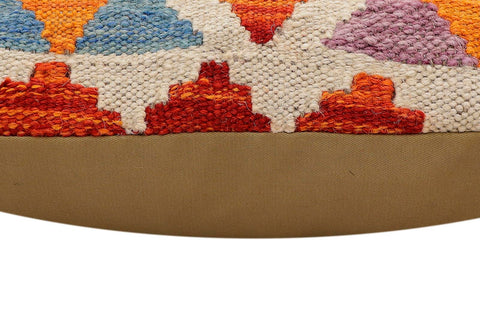 handmade Traditional Pillow Rust Blue Hand-Woven SQUARE 100% WOOL Hand woven turkish pillow2 x 2