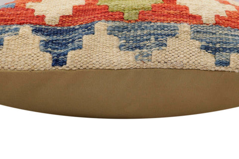handmade Traditional Pillow Rust Blue Hand-Woven SQUARE 100% WOOL Hand woven turkish pillow2 x 2