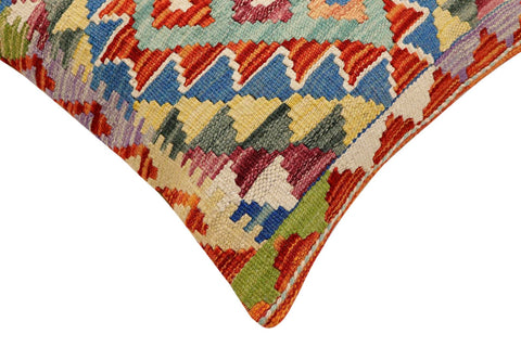 handmade Traditional Pillow Rust Blue Hand-Woven SQUARE 100% WOOL Hand woven turkish pillow2 x 2