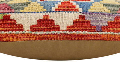 handmade Traditional Pillow Rust Blue Hand-Woven SQUARE 100% WOOL Hand woven turkish pillow2 x 2