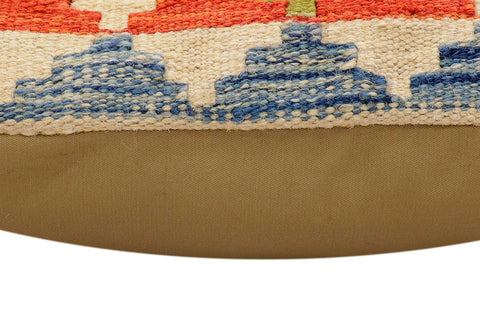handmade Traditional Pillow Rust Blue Hand-Woven SQUARE 100% WOOL Hand woven turkish pillow2 x 2