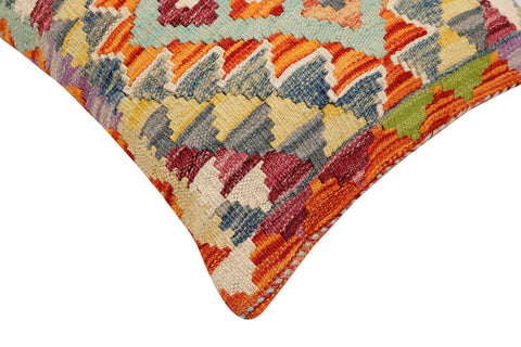 handmade Traditional Pillow Rust Blue Hand-Woven SQUARE 100% WOOL Hand woven turkish pillow2 x 2