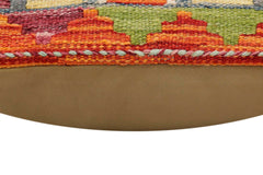 handmade Traditional Pillow Rust Blue Hand-Woven SQUARE 100% WOOL Hand woven turkish pillow2' x 2'