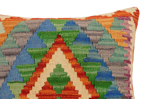 handmade Traditional Pillow Rust Blue Hand-Woven SQUARE 100% WOOL  Hand woven turkish pillow  2 x 2