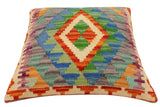 handmade Traditional Pillow Rust Blue Hand-Woven SQUARE 100% WOOL  Hand woven turkish pillow  2 x 2