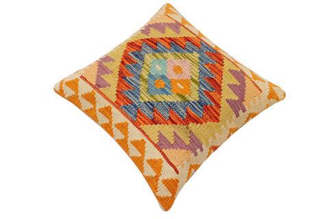handmade Traditional Pillow Rust Blue Hand-Woven SQUARE 100% WOOL Hand woven turkish pillow2 x 2