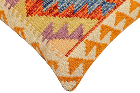 handmade Traditional Pillow Rust Blue Hand-Woven SQUARE 100% WOOL Hand woven turkish pillow2 x 2
