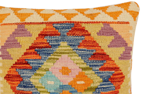 handmade Traditional Pillow Rust Blue Hand-Woven SQUARE 100% WOOL Hand woven turkish pillow2 x 2