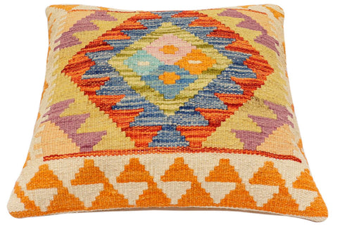 handmade Traditional Pillow Rust Blue Hand-Woven SQUARE 100% WOOL Hand woven turkish pillow2 x 2