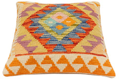 handmade Traditional Pillow Rust Blue Hand-Woven SQUARE 100% WOOL Hand woven turkish pillow2' x 2'