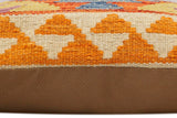 handmade Traditional Pillow Rust Blue Hand-Woven SQUARE 100% WOOL Hand woven turkish pillow2' x 2'