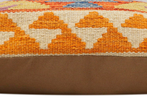 handmade Traditional Pillow Rust Blue Hand-Woven SQUARE 100% WOOL Hand woven turkish pillow2 x 2