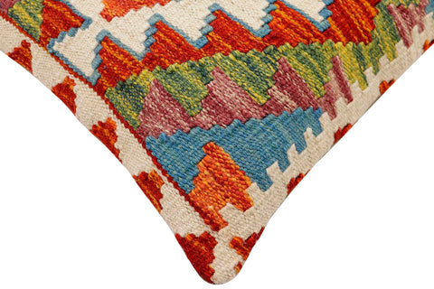 handmade Traditional Pillow Rust Blue Hand-Woven SQUARE 100% WOOL  Hand woven turkish pillow  2 x 2