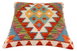 handmade Traditional Pillow Rust Blue Hand-Woven SQUARE 100% WOOL  Hand woven turkish pillow  2 x 2