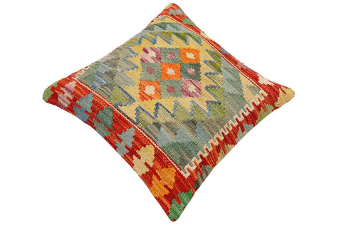 handmade Traditional Pillow Rust Blue Hand-Woven SQUARE 100% WOOL Hand woven turkish pillow2 x 2