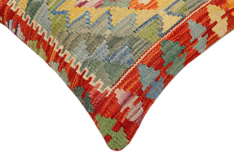 handmade Traditional Pillow Rust Blue Hand-Woven SQUARE 100% WOOL Hand woven turkish pillow2 x 2