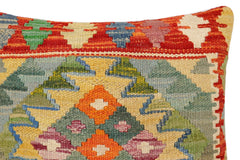 handmade Traditional Pillow Rust Blue Hand-Woven SQUARE 100% WOOL Hand woven turkish pillow2' x 2'