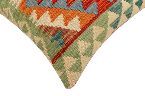 handmade Traditional Pillow Rust Blue Hand-Woven SQUARE 100% WOOL  Hand woven turkish pillow  2 x 2