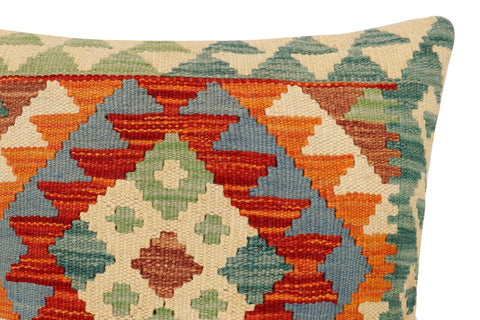 handmade Traditional Pillow Rust Blue Hand-Woven SQUARE 100% WOOL  Hand woven turkish pillow  2 x 2