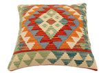 handmade Traditional Pillow Rust Blue Hand-Woven SQUARE 100% WOOL  Hand woven turkish pillow  2 x 2