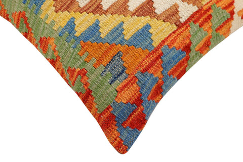 handmade Traditional Pillow Rust Blue Hand-Woven SQUARE 100% WOOL Hand woven turkish pillow2 x 2