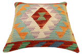 handmade Traditional Pillow Rust Blue Hand-Woven SQUARE 100% WOOL  Hand woven turkish pillow  2 x 2