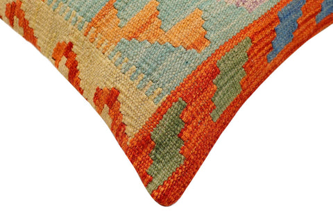 handmade Traditional Pillow Rust Blue Hand-Woven SQUARE 100% WOOL Hand woven turkish pillow2 x 2
