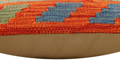handmade Traditional Pillow Rust Blue Hand-Woven SQUARE 100% WOOL Hand woven turkish pillow2 x 2
