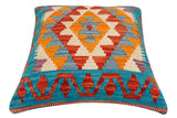 handmade Traditional Pillow Rust Blue Hand-Woven SQUARE 100% WOOL Hand woven turkish pillow2' x 2'