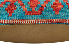 handmade Traditional Pillow Rust Blue Hand-Woven SQUARE 100% WOOL Hand woven turkish pillow2' x 2'