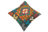 handmade Traditional Pillow Rust Charcoal Hand-Woven SQUARE 100% WOOL Hand woven turkish pillow2' x 2'