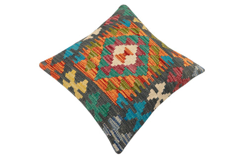 handmade Traditional Pillow Rust Charcoal Hand-Woven SQUARE 100% WOOL Hand woven turkish pillow2 x 2